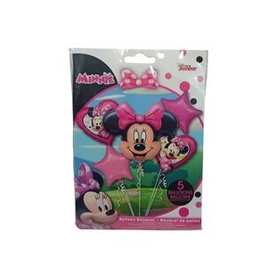 NEW Deadstock Disney Minnie Mouse Balloon Bouquet Set 5pc Foil Party Decor READ